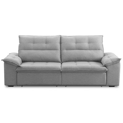 Sofá Retrátil Reclinável 3 Lugares Sala de Estar 245cm Camões F04 Linho Cinza - Lyam Decor