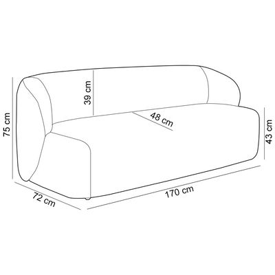 Sofá 2 Lugares Orgânico Para Sala de Estar Living 170cm Heidy F04 Linho Cinza - Lyam Decor