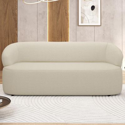 Sofá 3 Lugares Orgânico Sala de Estar Living 170cm Carmen F04 Linho Creme - Lyam Decor