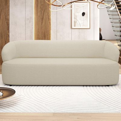 Sofá 3 Lugares Orgânico Sala de Estar Living 205cm Carmen F04 Linho Creme - Lyam Decor