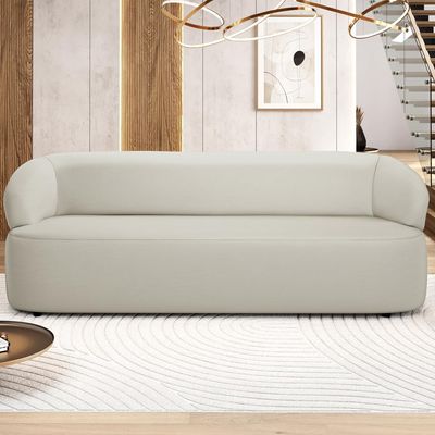 Sofá 3 Lugares Orgânico Sala de Estar Living 205cm Carmen F04 Couríssimo Off White - Lyam Decor