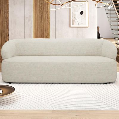 Sofá 3 Lugares Orgânico Sala de Estar Living 205cm Carmen F04 Linho Mescla - Lyam Decor