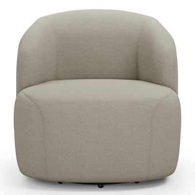 Poltrona Giratória Orgânica Para Sala Living Heidy F04 Linho Bege - Lyam Decor