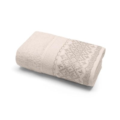 Toalha de Banho Melody com Renda Nice Bouton Branco
