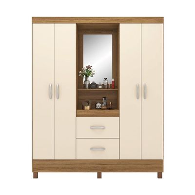Guarda-Roupa Solteiro Embers 4 Portas 2 Gavetas Amêndola e Off White
