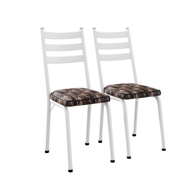 Conjunto com 2 Cadeiras New Revestimento Sintético Palha Mosaico e Branco