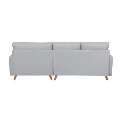 Sofá 5 Lugares Geribá com Chaise Direito Linho Cinza Claro e Preto