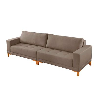 Sofá 4 Lugares Volga Plus Veludo Marrom 280 cm