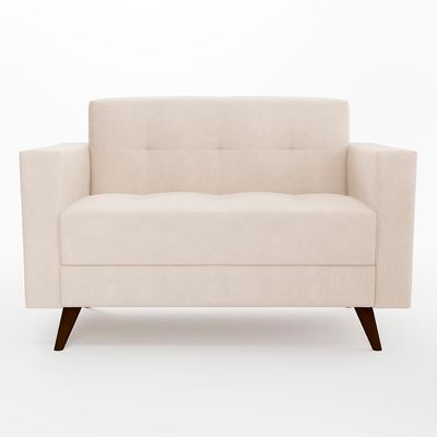 Sofá 2 Lugares Vitrola Suede Bege 123 cm