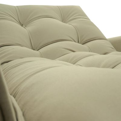 Poltrona Reclinável com Puff Classic Veludo Bege
