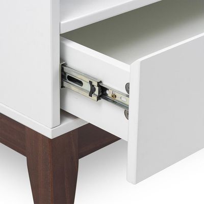 Mesa de Centro Retangular Fresh 1 Gaveta Branca e Imbuia