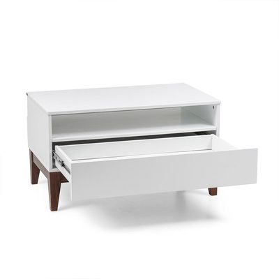Mesa de Centro Retangular Fresh 1 Gaveta Branca e Imbuia