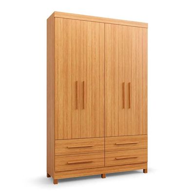 Guarda-Roupa Solteiro Majestic 4 Portas 4 Gavetas Freijó