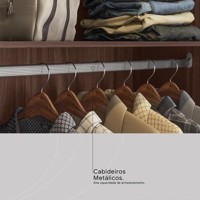 Guarda-Roupa Solteiro Embers 4 Portas 2 Gavetas Café