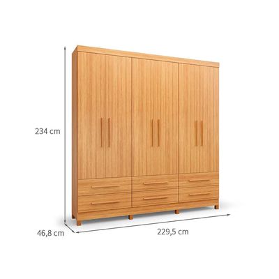 Guarda-Roupa Casal Majestic 6 Portas 6 Gavetas Freijó