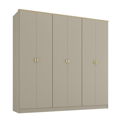 Guarda-Roupa Casal Brescia 6 Portas 4 Gavetas Bege