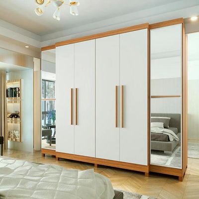 Guarda-Roupa Casal Imperial 6 Portas 6 Gavetas Off White e Freijó