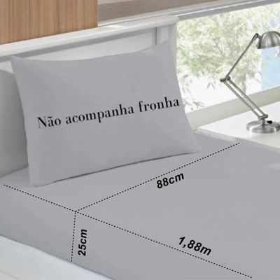 Lençol Buettner Solteiro Malha 100% Algodão Basic Liso com Elástico Prata