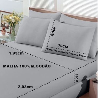 Jogo de Cama Buettner King Malha 100% Algodão Basic Liso 3 Peças Prata