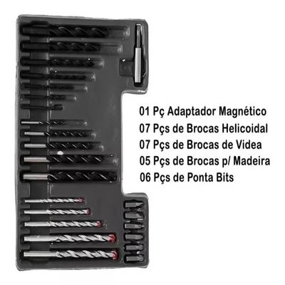 Jogo 300 Brocas Bits Pontas Philips Fenda Buchas Colorida Kit Furadeira Furar E Fixar Completo