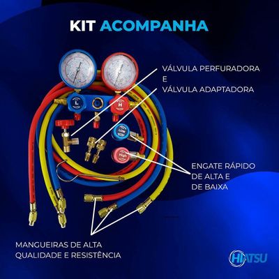 Kit Refrigeração Bomba Vácuo 3cfm Manifold R410 Flangeador