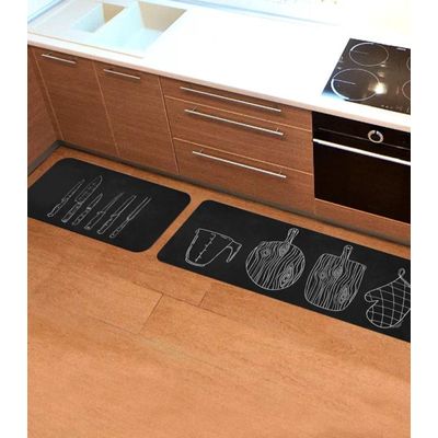 Jogo De Tapetes Para Cozinha Wevans Preto UN / Preto