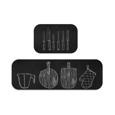 Jogo De Tapetes Para Cozinha Wevans Preto UN / Preto