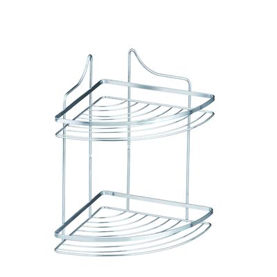 Porta Shampoo de Canto Duplo Laminado Suporte Cromado Organização Banheiro