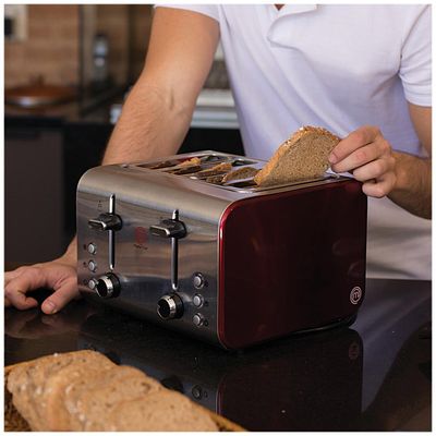 Torradeira Elétrica 4 Pães MasterChef TO2004V Inox Vermelha 127V