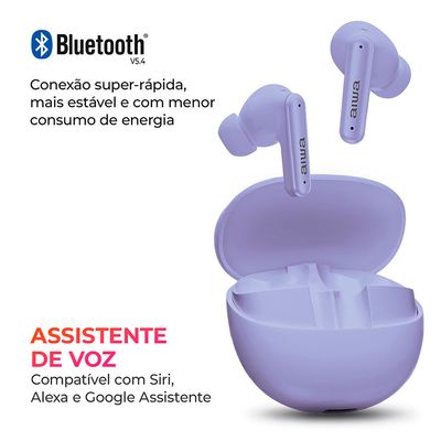 Fone de Ouvido Eardbud AIWA AWS-EB-04-P Bluetooth Lilás - AC3121