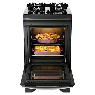 Fogão 4 Bocas Dako Supreme Black Digital Mesa Vidro Bivolt
