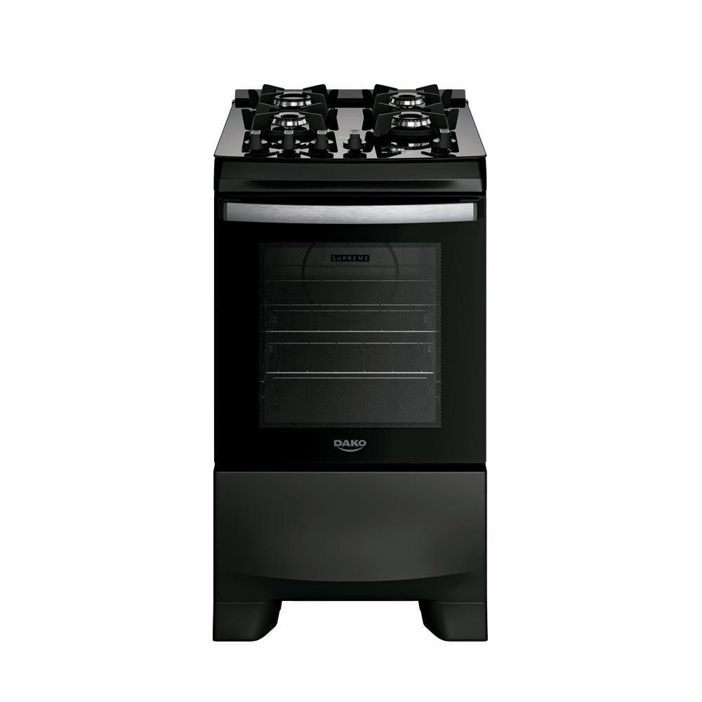 Fogão 4 Bocas Dako Supreme Black Glass Digital Preto Mesa em Vidro - Bivolt - 300001818