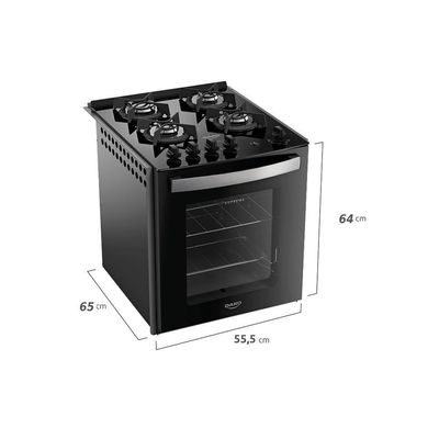 Fogão 4 Bocas De Embutir Dako Supreme Mesa De Vidro Preto Bivolt