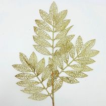 Plantas Folhas Decoração Natal Gliter Dourado 75cm Kit 10pçs