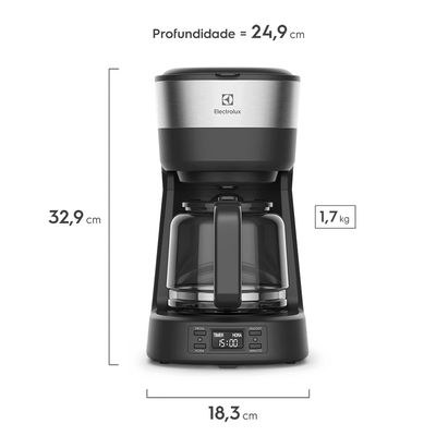 Cafeteira Elétrica Electrolux 30 Xícaras Experience Programável com Timer Cor Inox Preta (ECM25) 127V