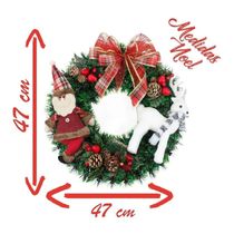 Guirlanda Natalina Enfeite De Porta Decoração Papai Noel E Rena 47cm