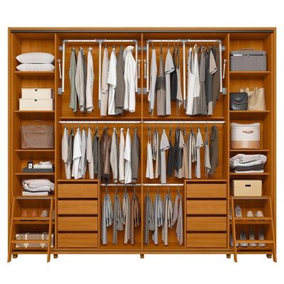 Guarda-roupa Casal Dalí Ripado Com Escada 2 Portas 8 Gavetas 2 Portas C/ Espelho - 7 Decor Cinamomo