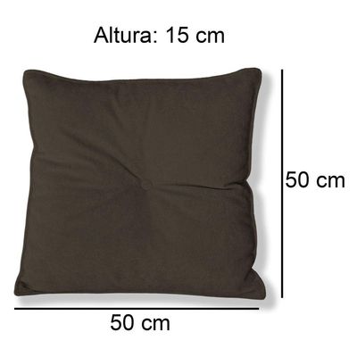 Kit 4 Almofadas Quadradas Tina Com Botão Central 50x50 Cm Boucle 7 Decor Marrom