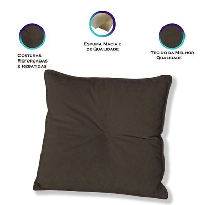 Kit 4 Almofadas Quadradas Tina Com Botão Central 50x50 Cm Boucle 7 Decor Marrom