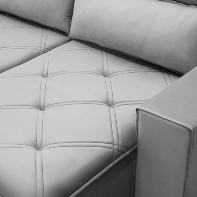 Sofá Retrátil Reclinável Para Sala 4 Lugares 290cm Aires F04 Veludo Cinza Claro - Lyam Decor