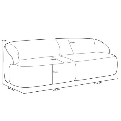 Sofá 3 Lugares Curvo Orgânico com 02 Poltronas Para Sala Living 220cm Barolo L06 Linho Bege Escuro - Lyam Decor