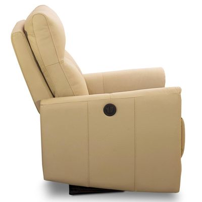 Poltrona Retrátil Reclinável Elétrica Para Sala Living Sillon L06 Couro Bege - Lyam Decor