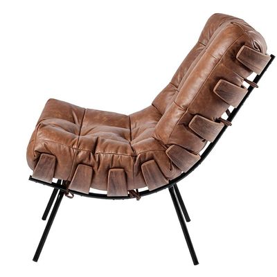 Kit 02 Poltronas Decorativas Sala de Estar Costela L04 Couro Mel - Lyam Decor
