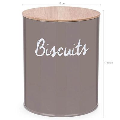 Kit 4 Potes para Biscoito Herméticos Lata Porta Mantimentos com Tampa de Bambu Canister Warm Gray
