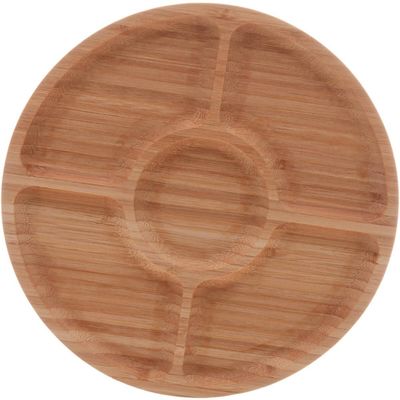 Jogo 10 Petisqueiras Bambu Redonda 25cm Lyor 5 Divisórias