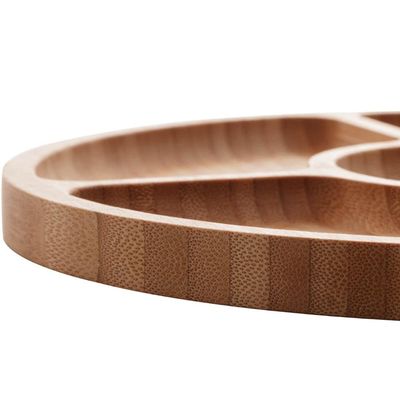 Jogo 10 Petisqueiras Bambu Redonda 25cm Lyor 5 Divisórias