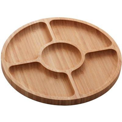 Jogo 10 Petisqueiras Bambu Redonda 25cm Lyor 5 Divisórias