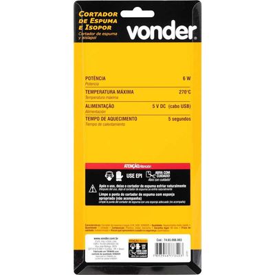 Cortador Espuma/Isopor 6W Usb Cev060 Vonder