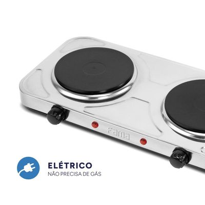 Fogão Elétrico Fama FFG01 Inox 2 Bocas 2000W 127V