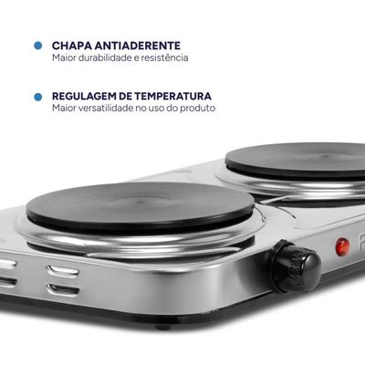 Fogão Elétrico Fama FFG01 Inox 2 Bocas 2000W 127V